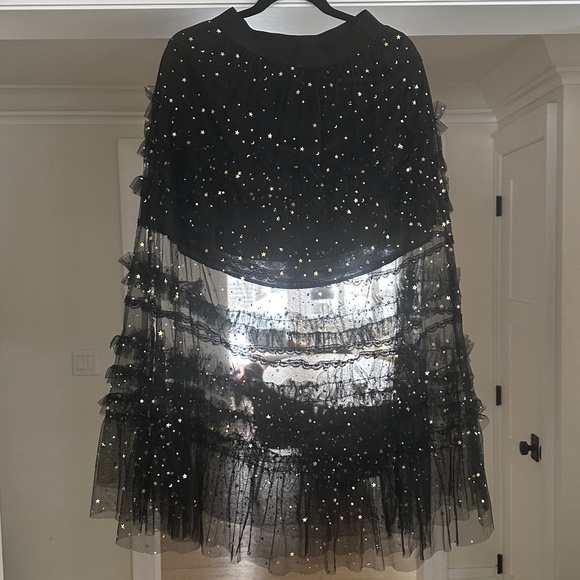 KATE HEWKO - Black & Gold Star Tiered Tulle Constellations Skirt - One Size - Picture 2 of 14
